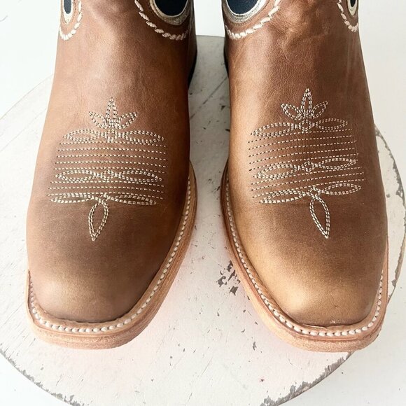 Lane RODEO HOUSTON Mens Cowboy Boots Size 10.5 Brown Leather Western Blunt Toe - Picture 7 of 12